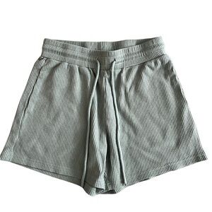 Women's Green Ribbed Shorts